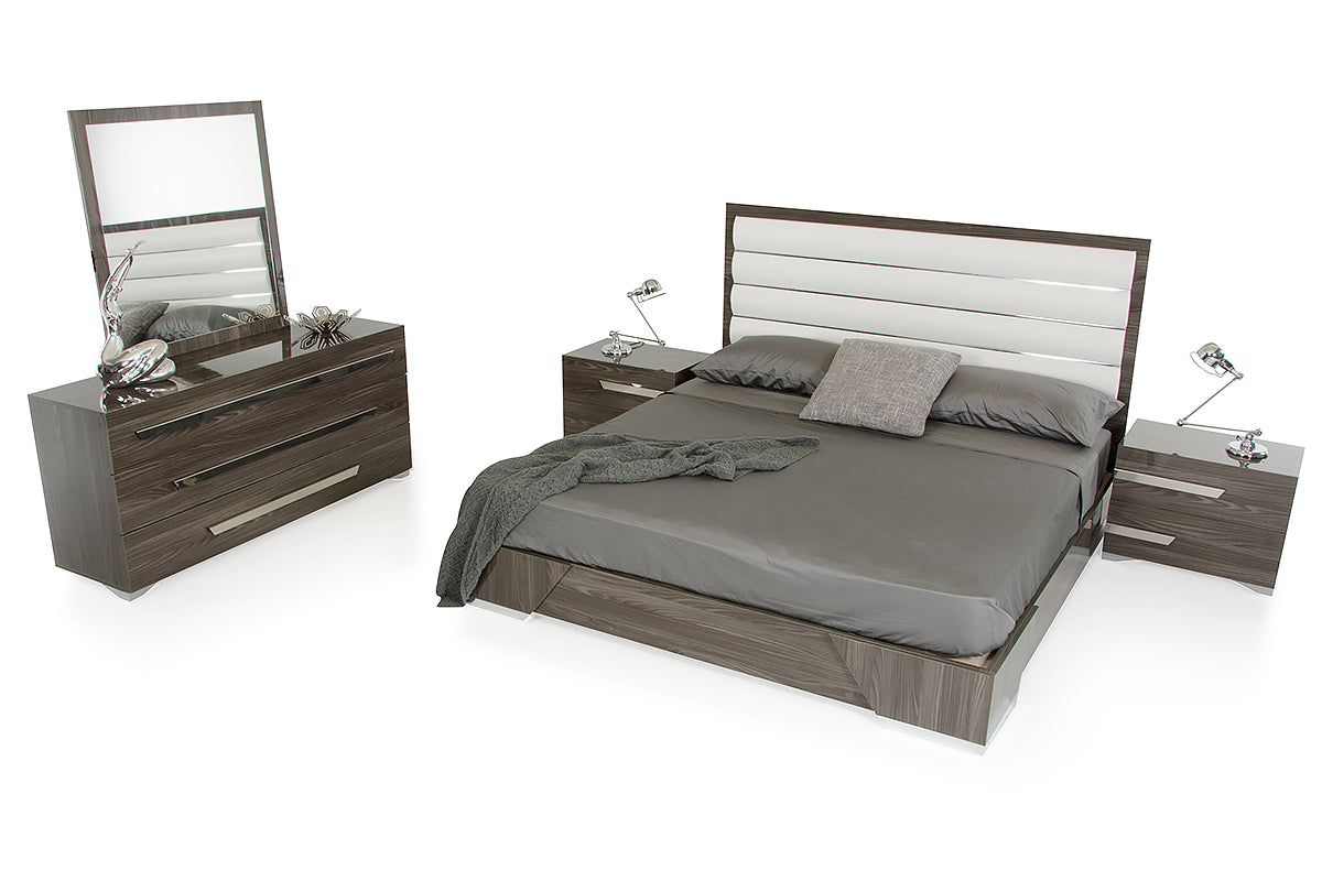 Queen Capulet Italian Modern Grey Bedroom Set