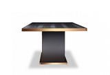 Talin Modern Black Crocodile and Rosegold Dining Table