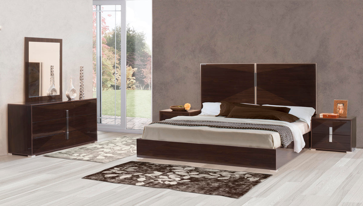 Queen Anastasia Italian Modern Ebony Bedroom Set