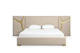 Aspen Glam Beige Bonded Leather & Gold Bed