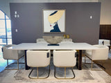 Modrest Auer White Marble & Gold Dining Table