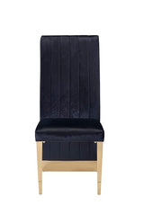 Keisha Modern Black Velvet and Gold Dining Chair Set of 2