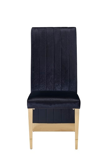 Keisha Modern Black Velvet and Gold Dining Chair Set of 2