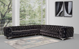 Delilah Glam Black Fabric Sectional Sofa