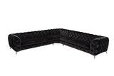 Delilah Glam Black Fabric Sectional Sofa