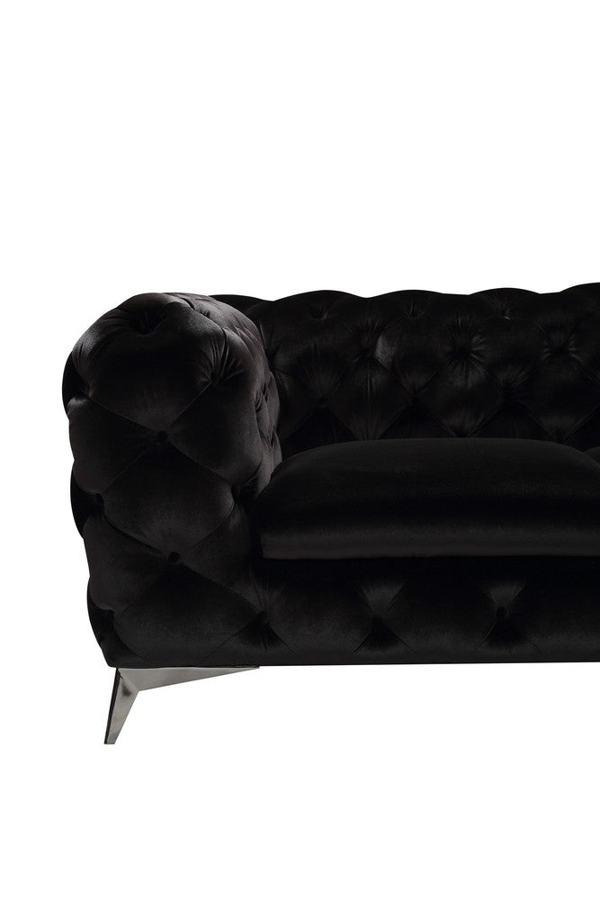 Delilah Glam Black Fabric Sectional Sofa