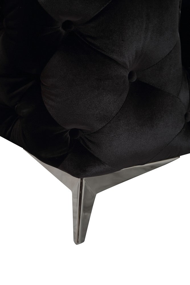 Delilah Glam Black Fabric Sectional Sofa