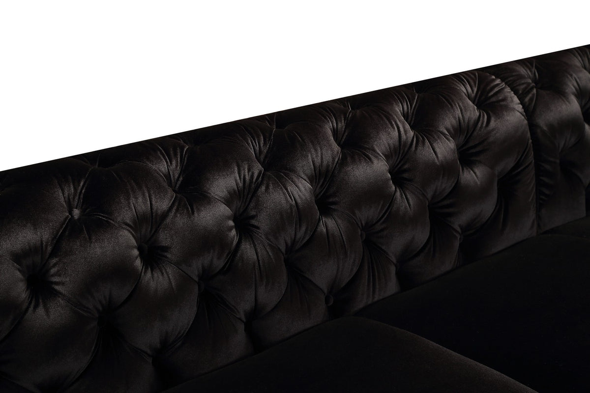 Delilah Glam Black Fabric Sectional Sofa