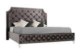Queen Leilah Transitional Tufted Fabric Bed