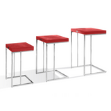 Amelia Modern Red Crocodile Lacquer End Table Set