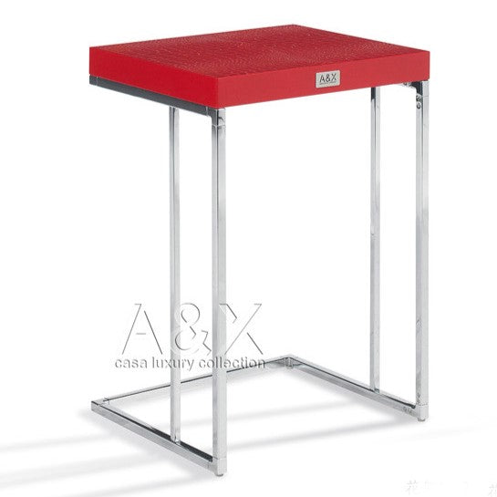 Amelia Modern Red Crocodile Lacquer End Table Set