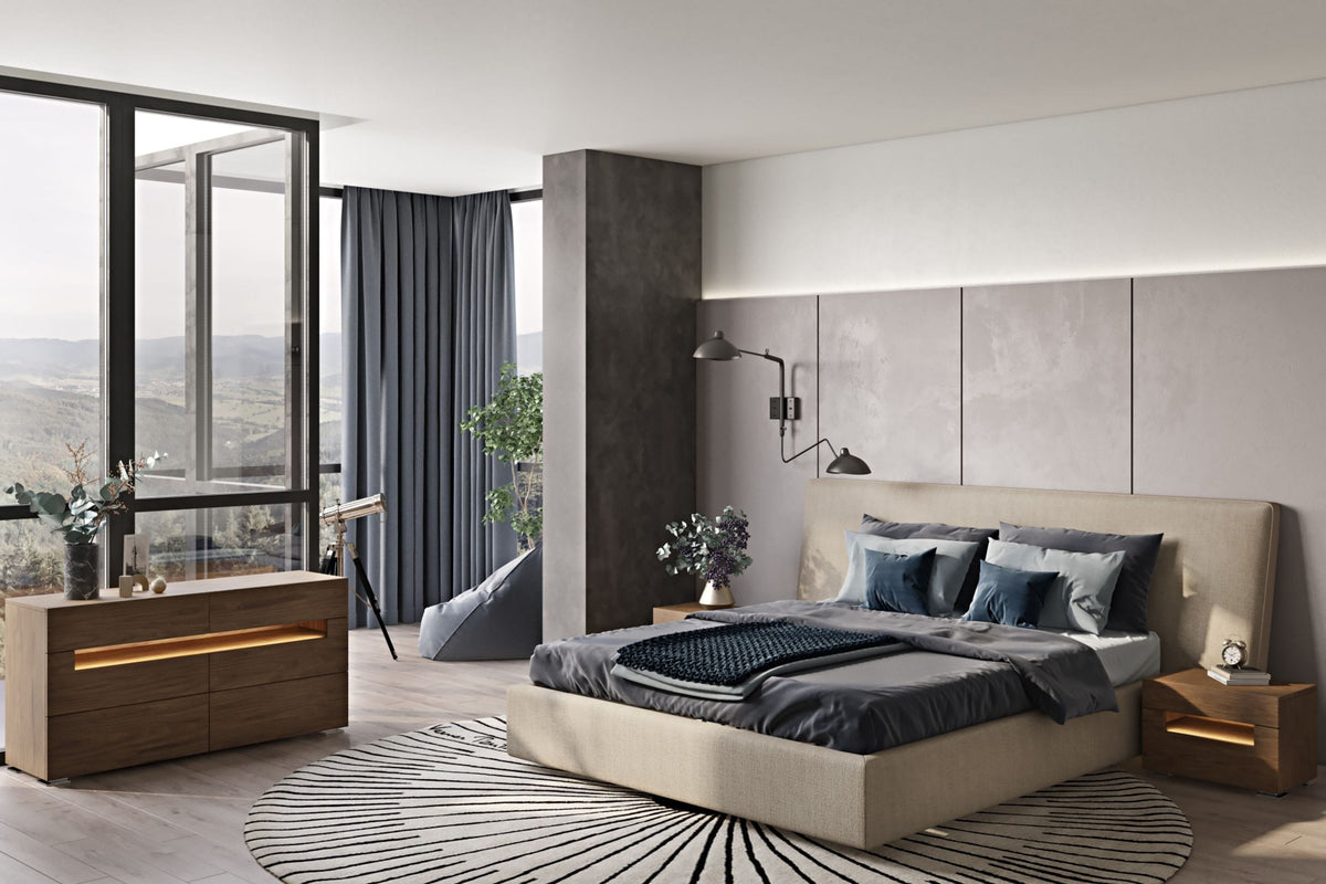 Brittany Modern Beige Fabric Bed