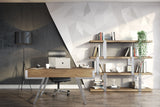 Brewer Modern Walnut Glass & Stainless Steel Bookshelf