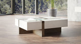Makai Modern White & Walnut Square Coffee Table
