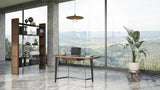 Girard Modern Walnut & Black Glass Desk