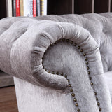 Alexandrina Grey Tufted Velvet Sofa