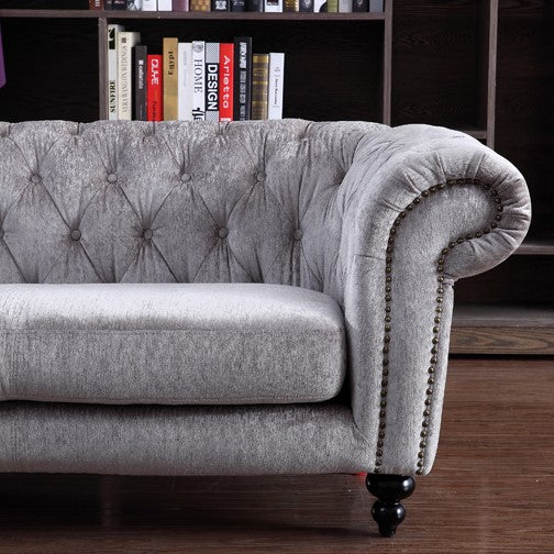 Alexandrina Grey Tufted Velvet Sofa