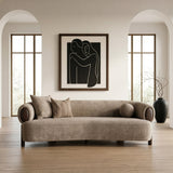Arnaud Modern Tan Fabric + Brown Oak Sofa