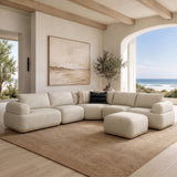 Evans Contemporary Off-White Fabric Modular Sectional Sofa