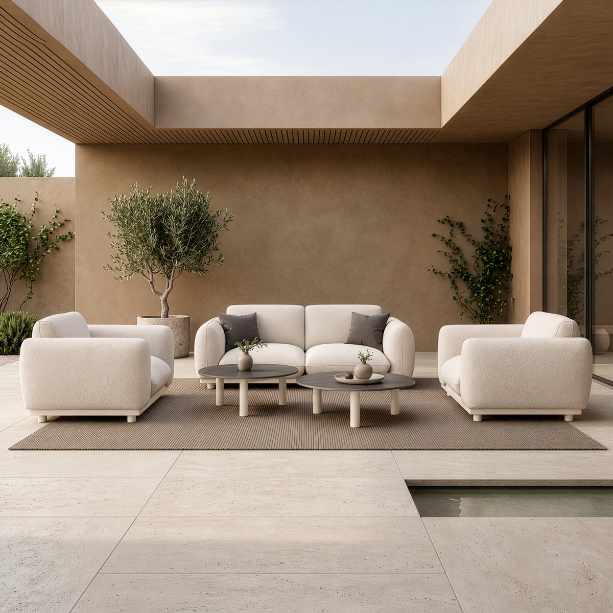 Palma Outdoor Grey Olefin Fabric Sofa Set