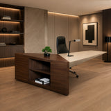 Pilot Modern Dark Walnut + Beige Leather Desk