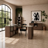 Roma Modern Walnut + Gold Bookcase