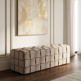 Rousey Modern Taupe Fabric Bench