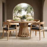 Sintra Outdoor Grey + Eucalyptus Round Dining Table Set