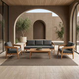 Sintra Outdoor Grey Fabric + Eucalyptus Sofa Set