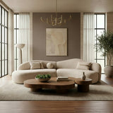 Spiro Modern Beige Fabric Curved Sectional Sofa