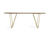 Marcia Mid-Century Tobacco and Antique Brass Dining Table