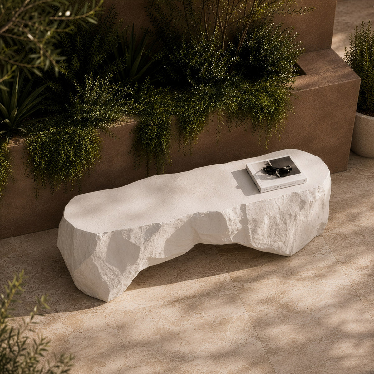Kamet Modern Cream Concrete Bench
