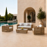 Ko Tao Outdoor Beige + Wicker Sofa Set