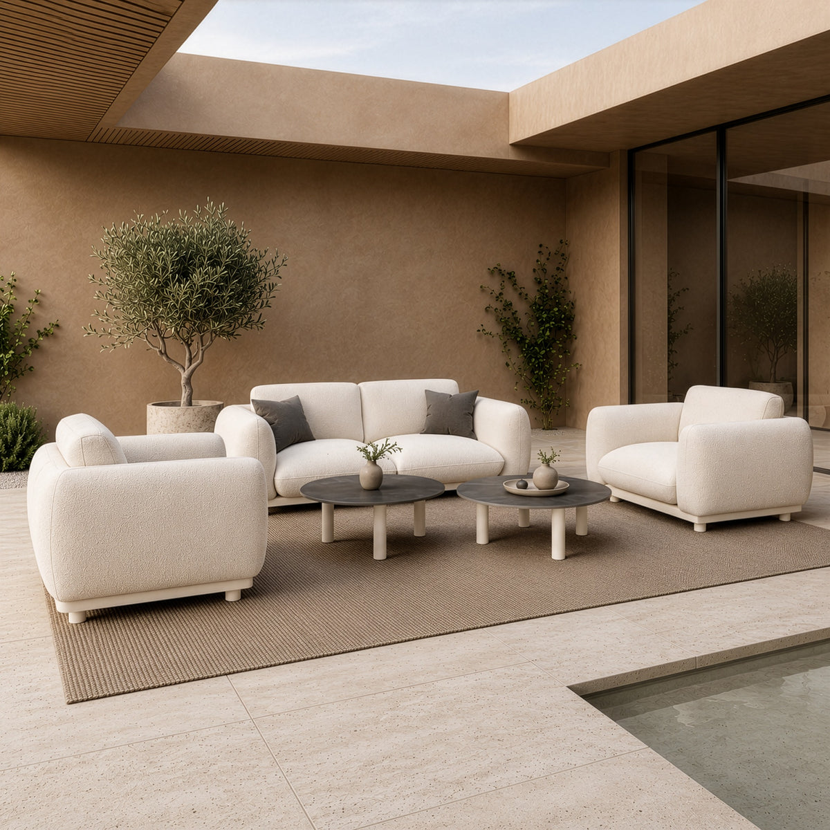 Palma Outdoor Grey Olefin Fabric Sofa Set