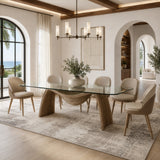 Pangea Mid-Century Modern Cream & Taupe Vegan Leather + Buckwheat Ash Dining Chair (Set of 2)