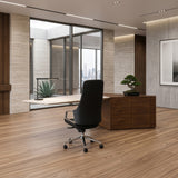 Pilot Modern Dark Walnut + Beige Leather Desk
