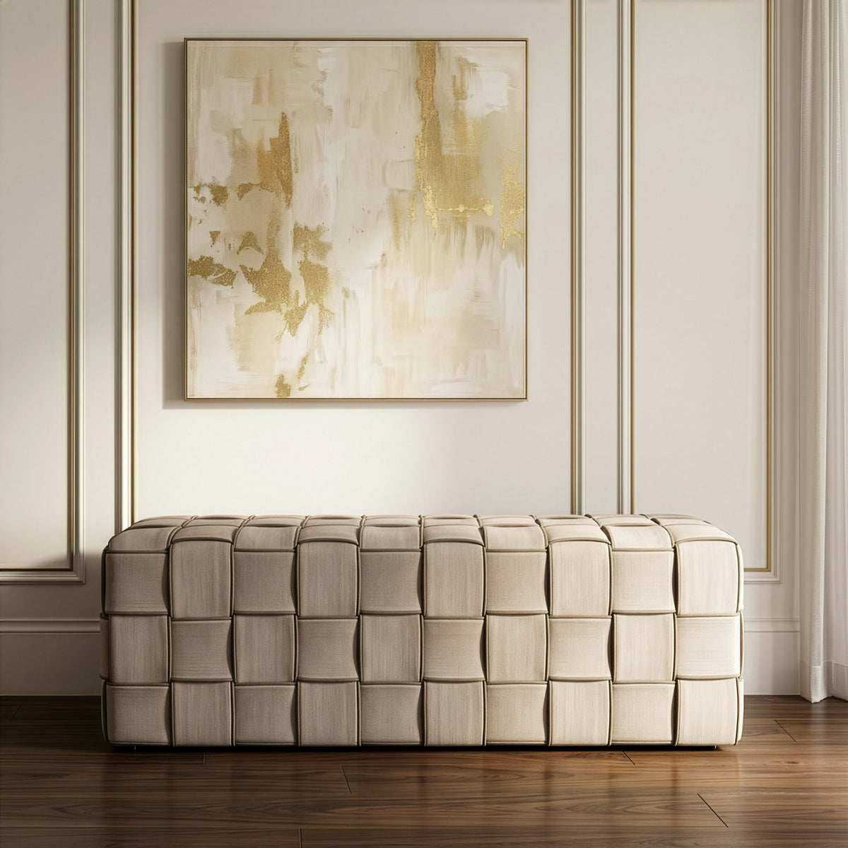 Rousey Modern Taupe Fabric Bench