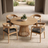 Sintra Outdoor Grey + Eucalyptus Round Dining Table Set