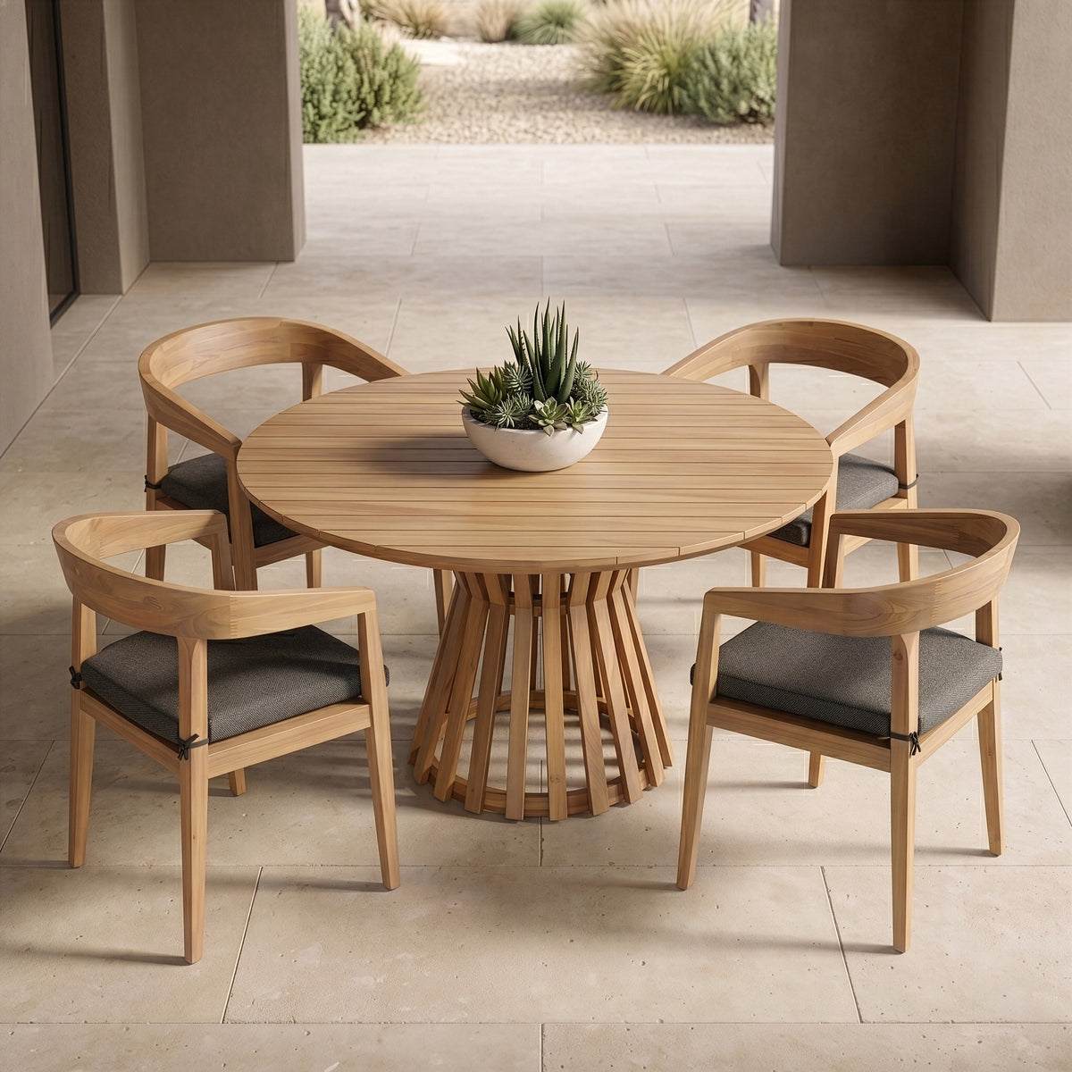 Sintra Outdoor Grey Olefin + Eucalyptus Dining Chair