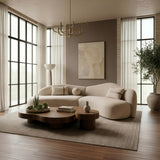 Spiro Modern Beige Fabric Curved Sectional Sofa