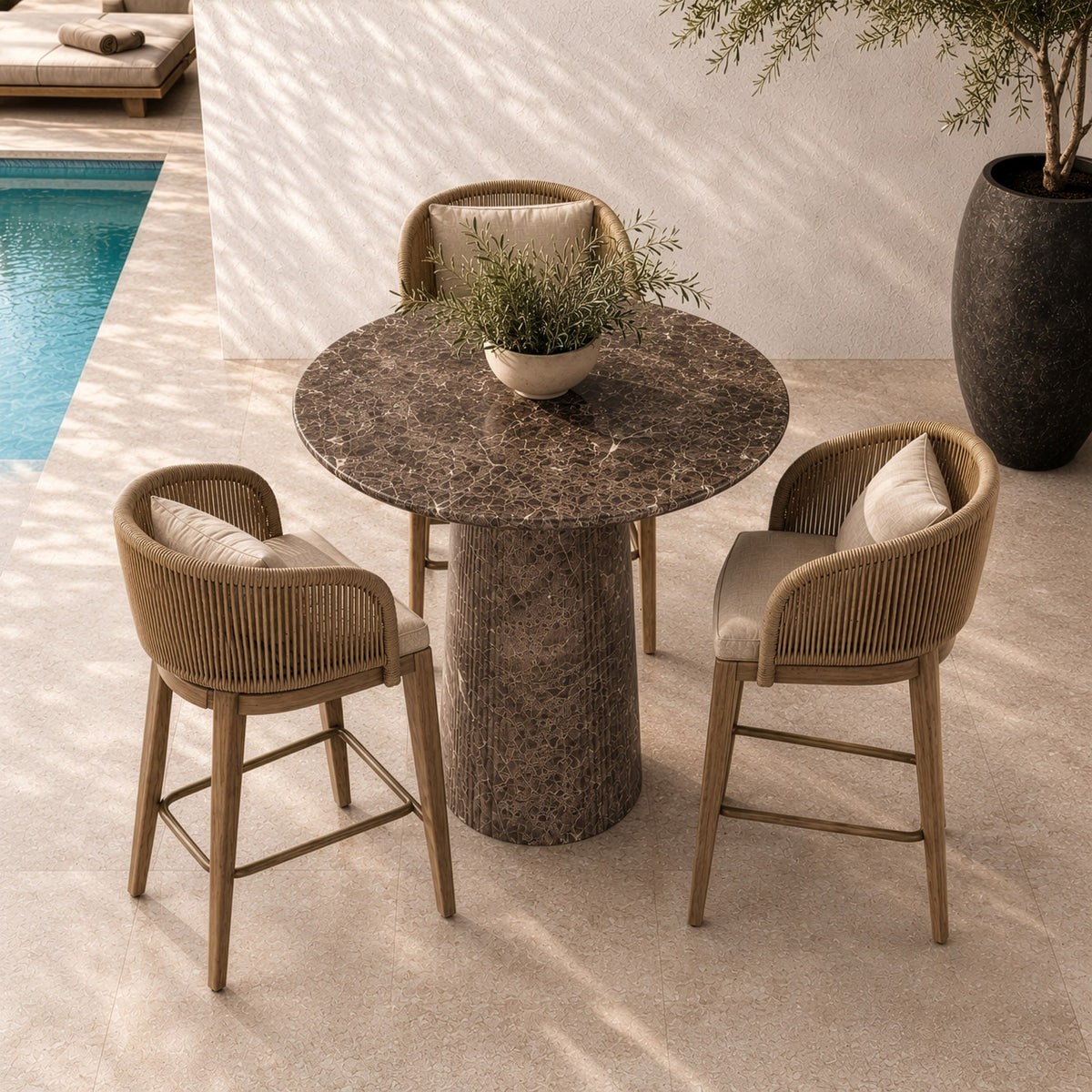 Tabor Modern Faux Marble Concrete Counter Bar Table
