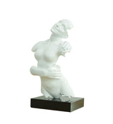 Woman Torso Modern White + Black Base Sculpture