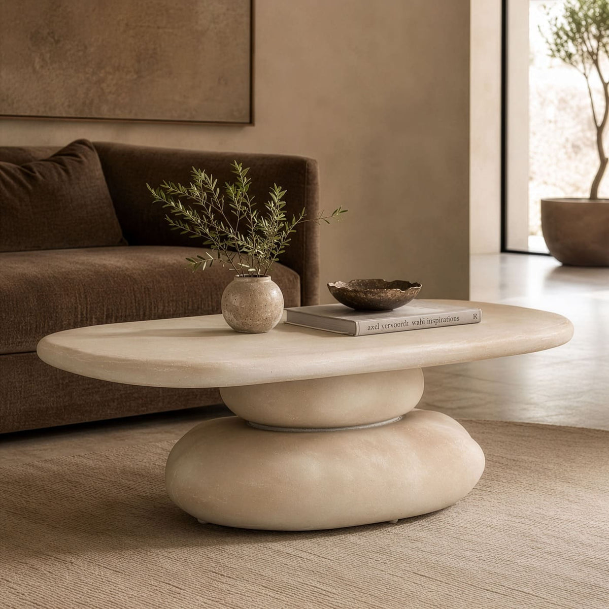 Coates Modern Beige Fiberform Coffee Table