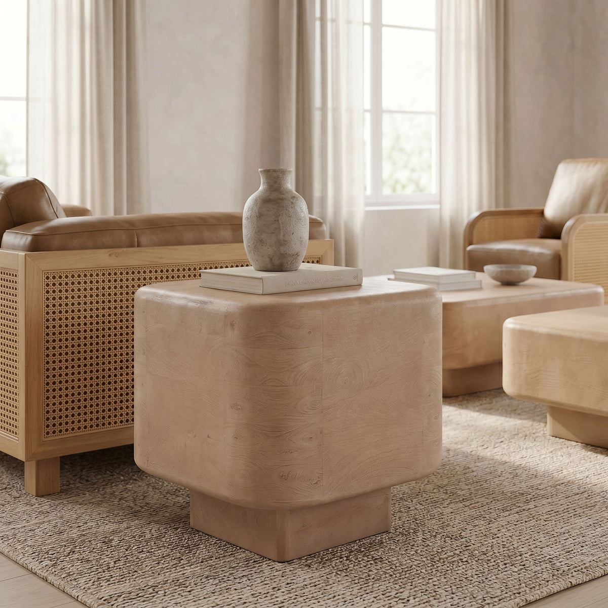 Bruno Modern Mango Wood Square End Table