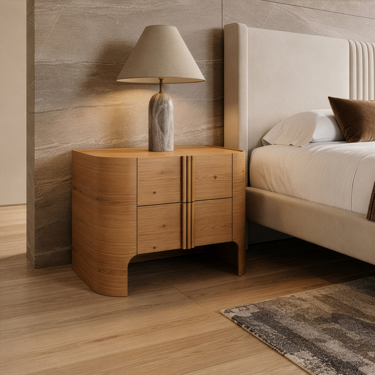 Newhart Modern Natural Oak Nightstand