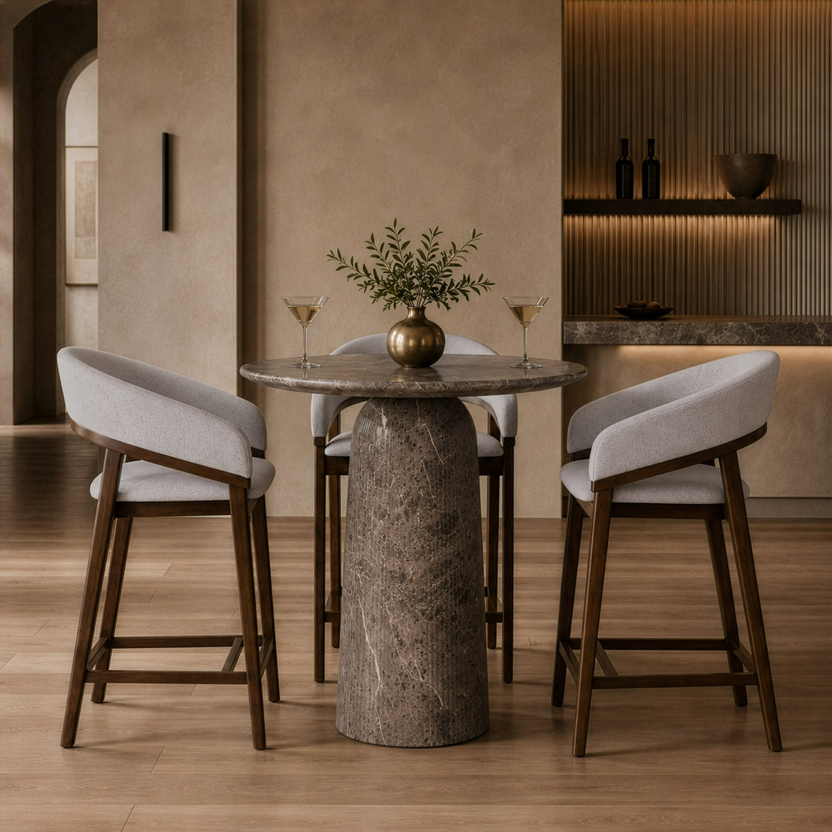Tabor Modern Faux Marble Concrete Counter Bar Table
