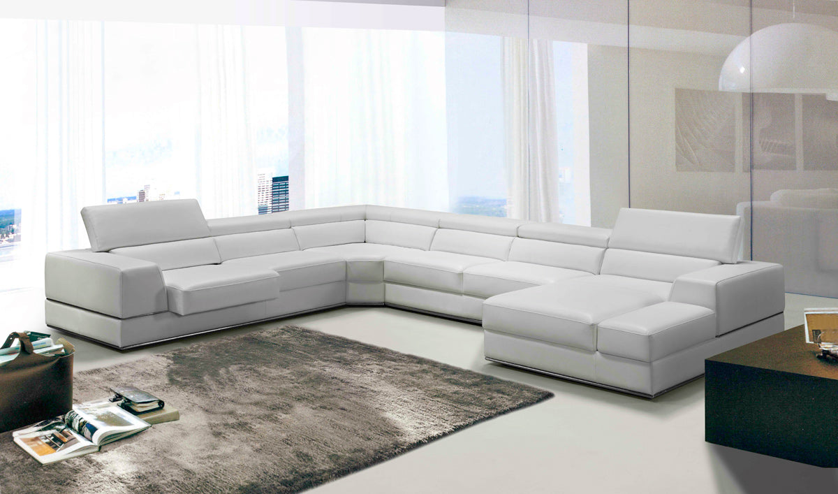 Pella Modern White Bonded Leather Sectional Sofa