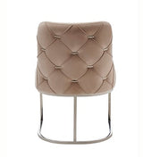 Daria Modern Beige Velvet and Stainless Steel Dining Chair Set of 2