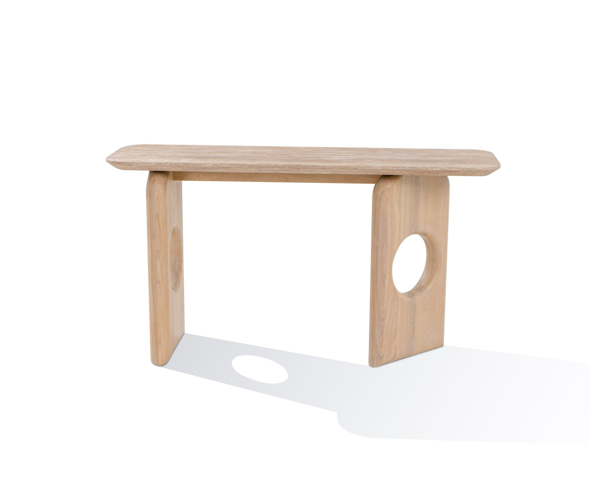 Osaka Modern Faux Marble + Natural Ash Console Table