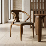 Campbell Mid-Century Modern Taupe Leatherette & Walnut Dining Chair